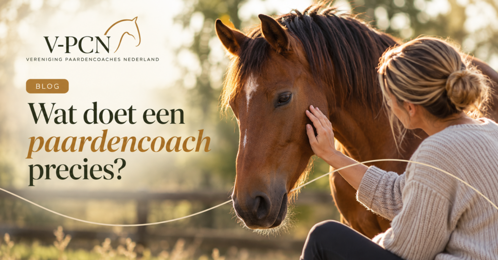 Wat doet een paardencoach precies? 1 Een vrouw maakt contact met een bruin paard tijdens een rustig begeleidingsmoment in de buitenlucht. De afbeelding illustreert paardencoaching en de interactie tussen mens en paard.